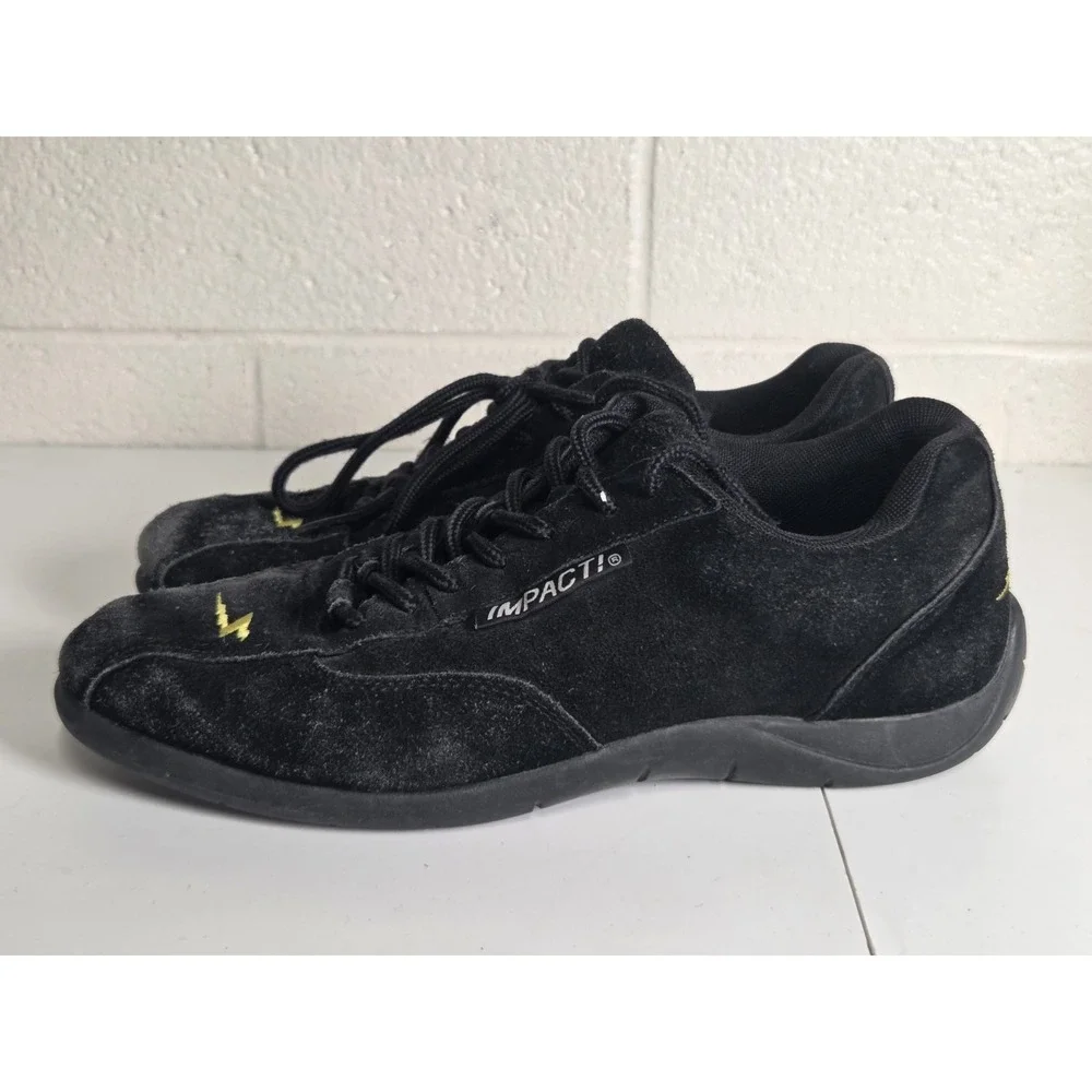 Impact Racing Shoes Low Top Driving Black Leather Mens Sz 9.5